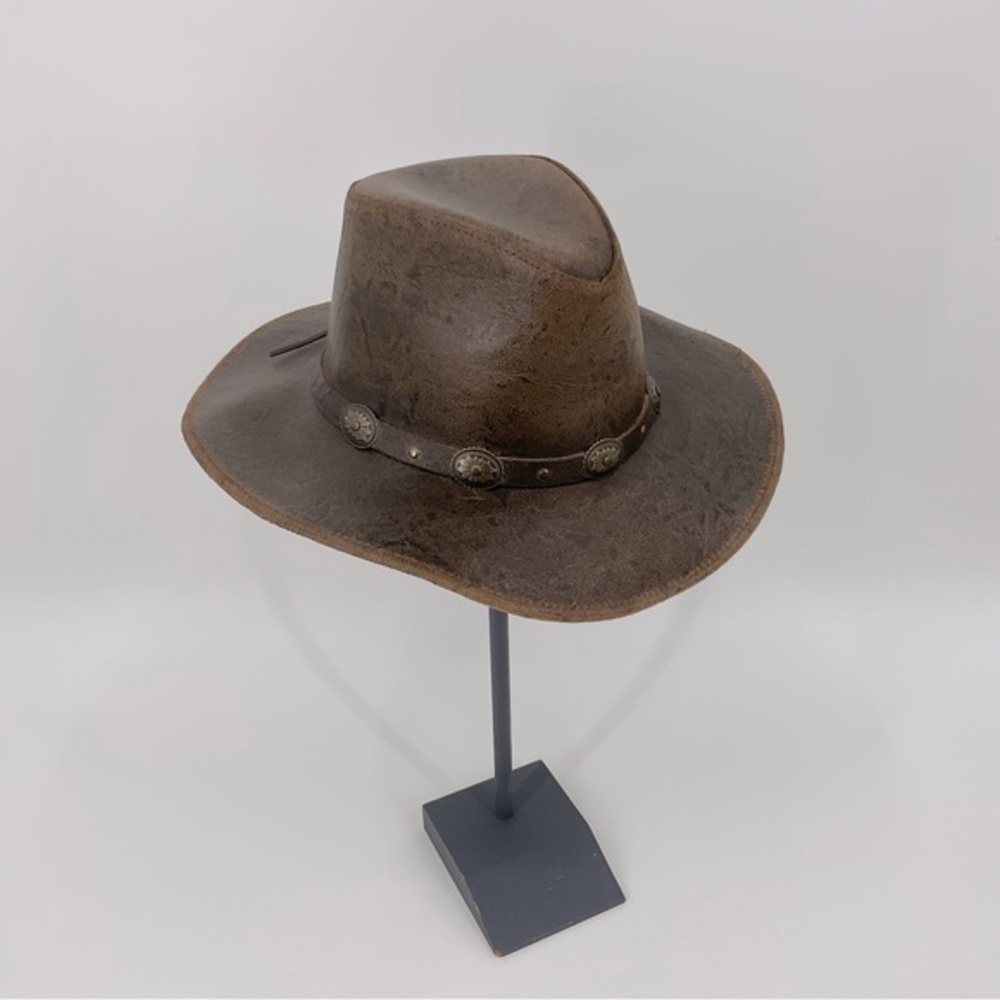 - Herschel Hat Mens Leather Walker Brown Full Grain‎ Bill Leather Size Lar…